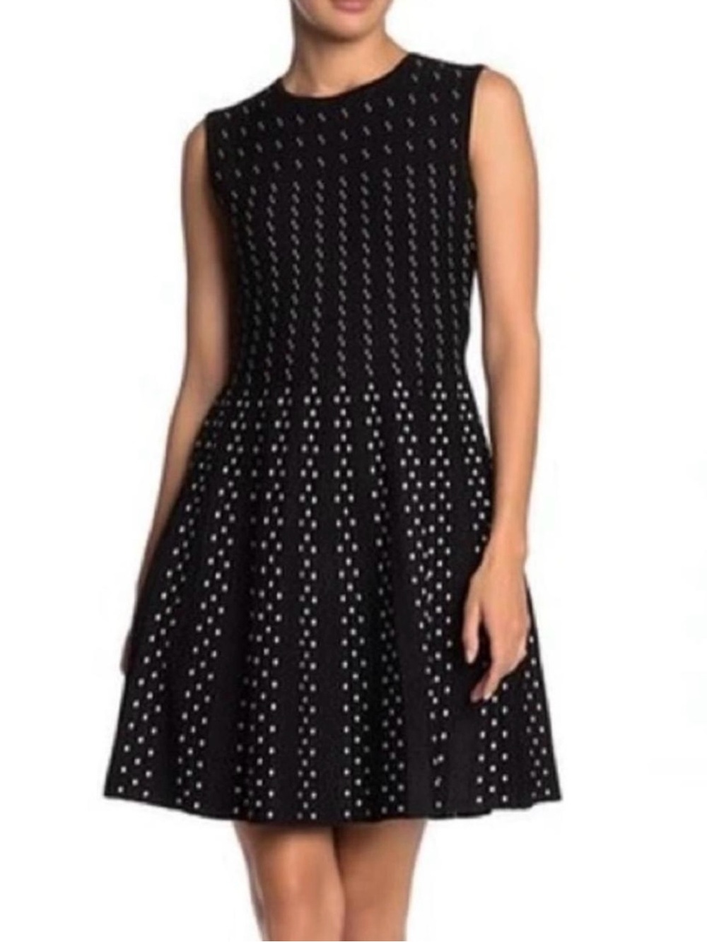Ted baker Caren Contrast Stitch A-line Black and white Knitted Dress